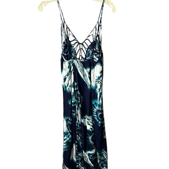 Anthropologie Maxi Dress Blue Tie Dye Strappy Details  Small Summer Fun Beachy - Picture 1 of 12